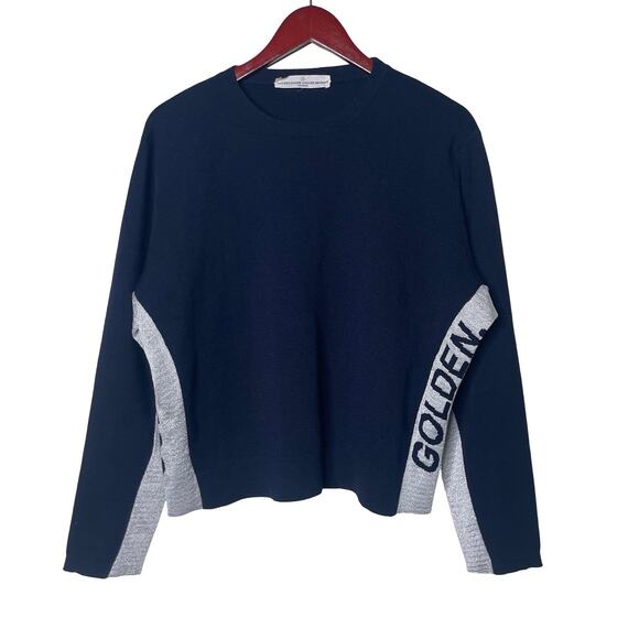 Golden Goose Deluxe Label navy silver wool pullover sweater top sz M - Picture 1 of 8